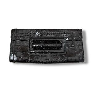 White House Black Market Black Clutch Bag with Removable Strap | EUC